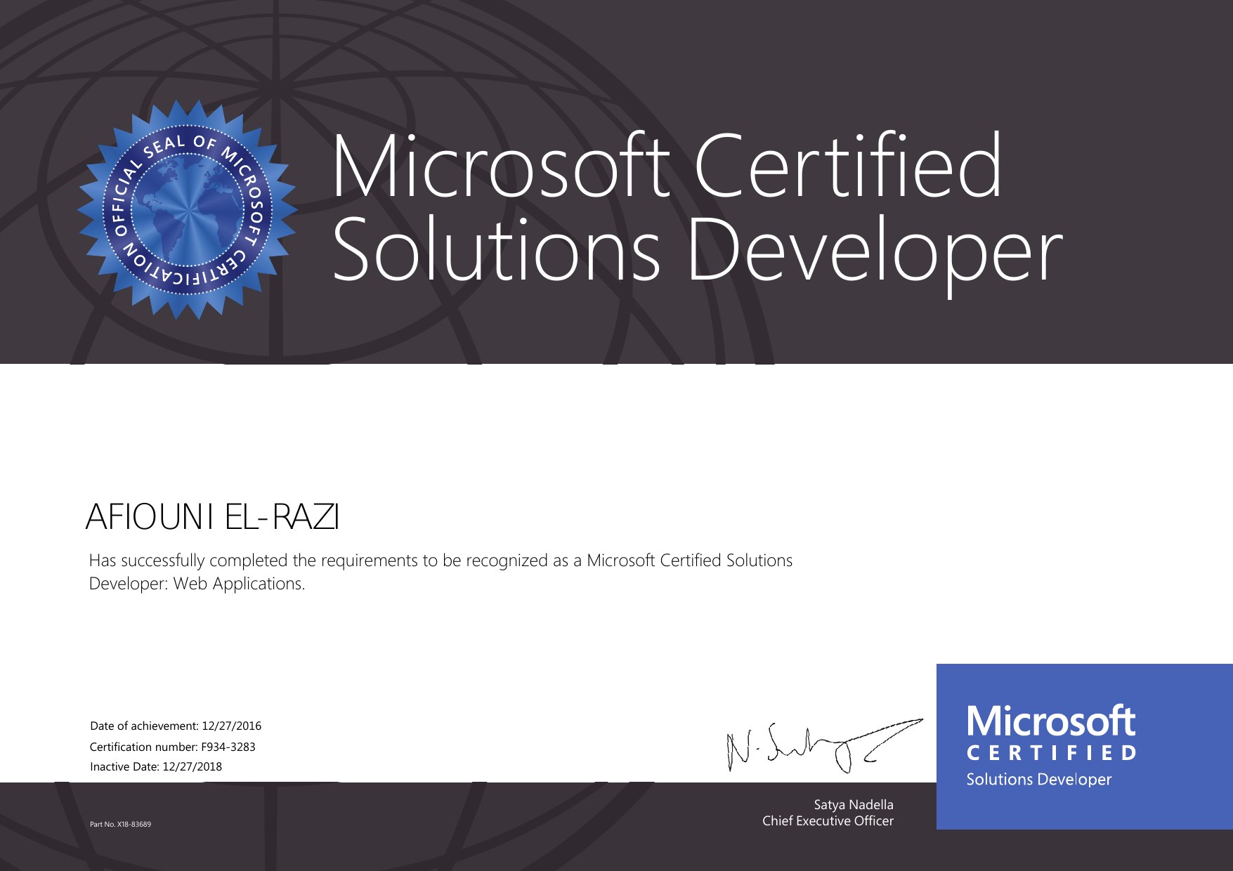 MCSD Web Applications Certificate