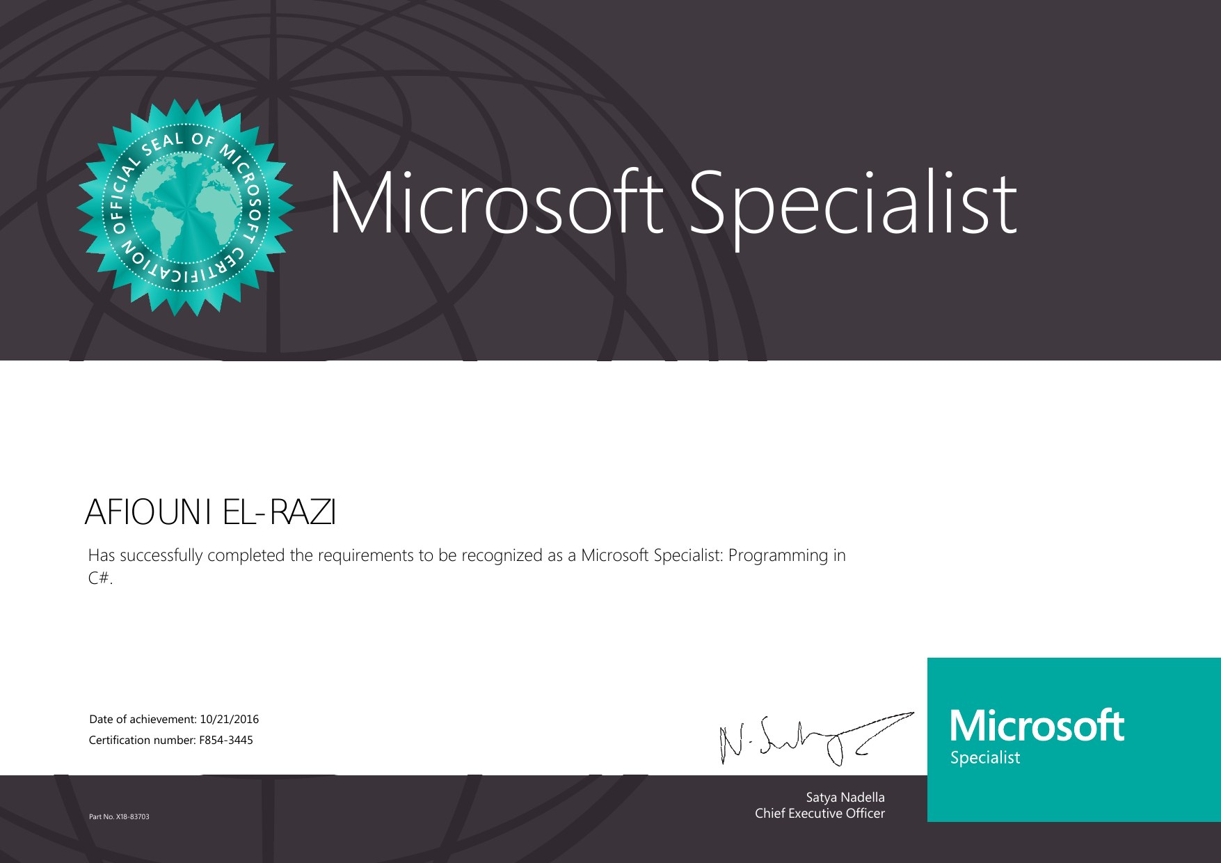 Microsoft Specialist Certificate